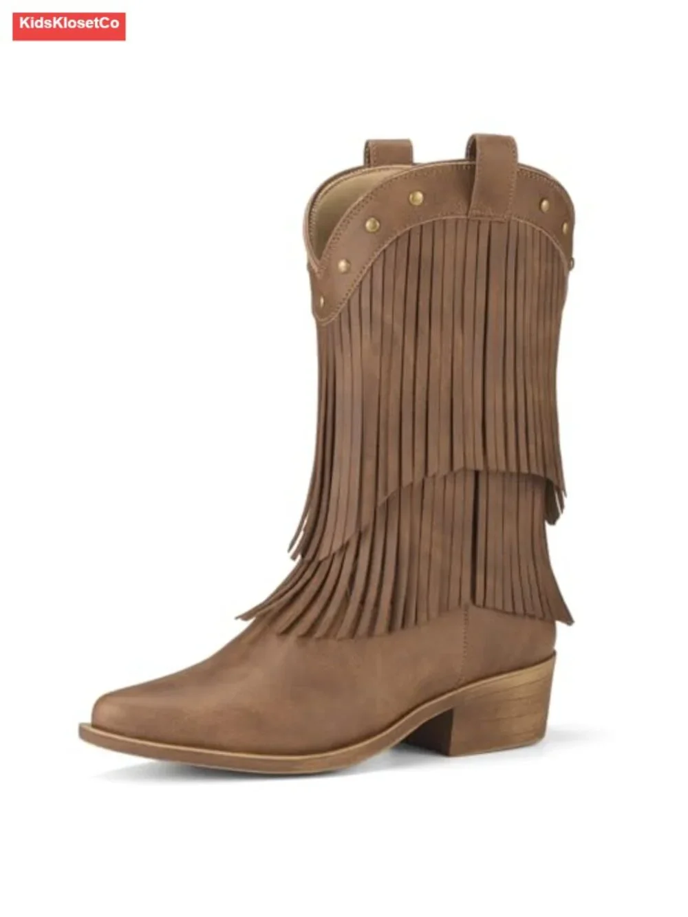 Girls Cowboy Boots with Tassel, Fringe Cowgirl Boots, Snip Toe, TPR Outsole,